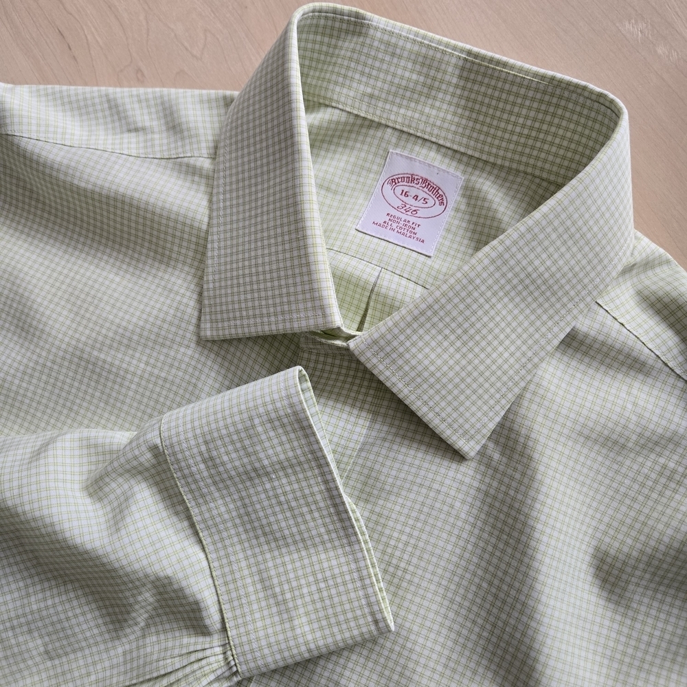 Brooks Brothers Light Green Checkered Dress Shirt